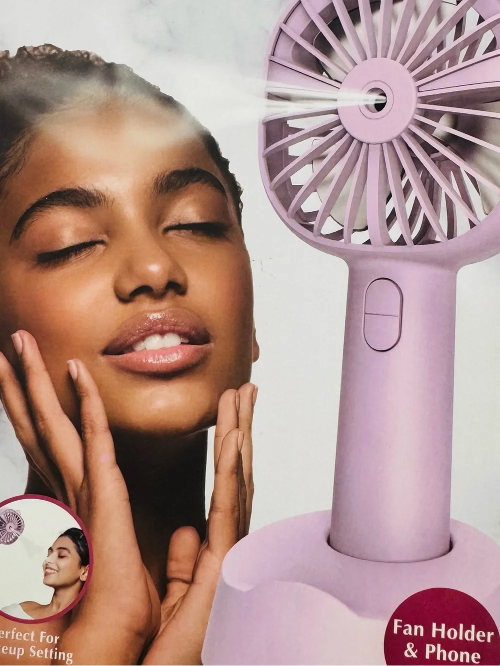 2 in 1 Standing Beauty Fan Rechargeable Makeup Fan and Phone Stand